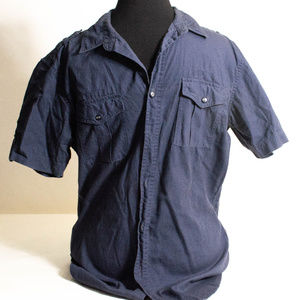 Men's Button Down Casual Top Navy from the UK
